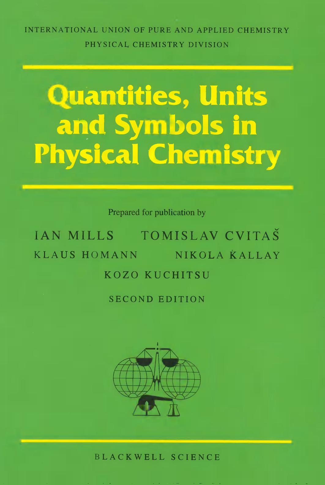 Quantities, Units and Symbols in Physical Chemistry